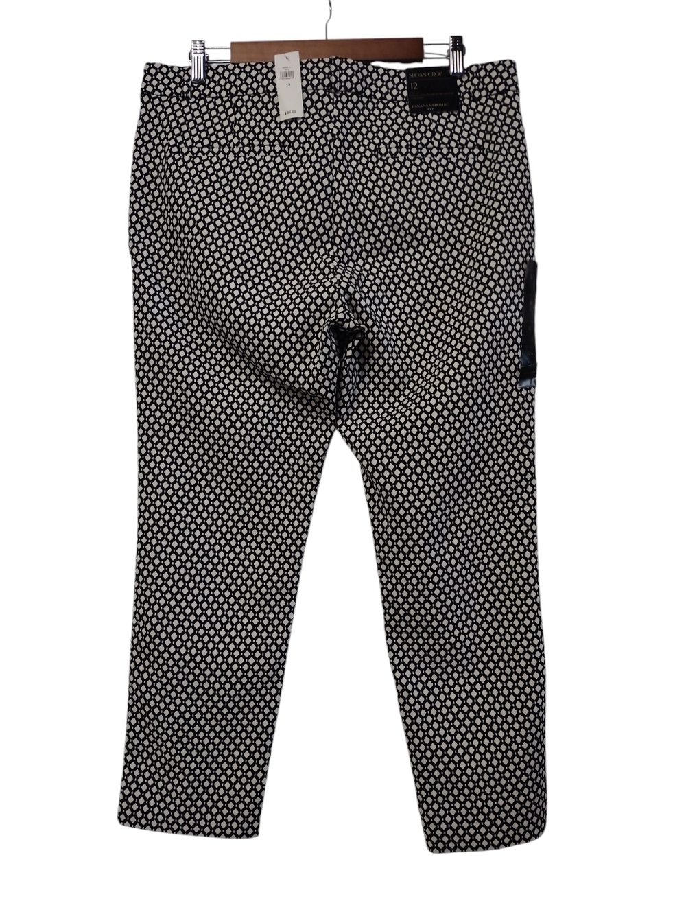 Banana Republic Sloan Crop Pants Women's Size 12 Black White Geometric Print NWT - Picture 3 of 7